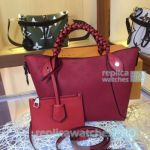 Grade Replica L---V Hina Red Genuine Leather Women's Bucket  Handbag